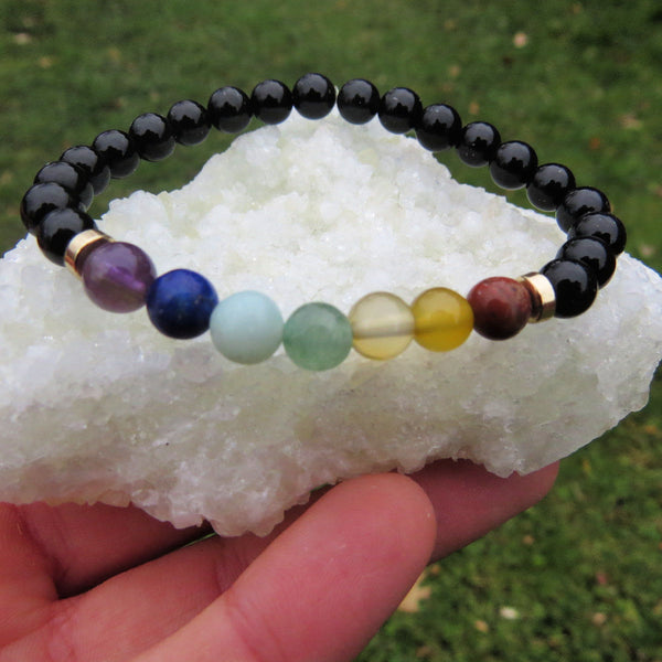 Black Chakra Bracelet - 7 Chakra Crystal Bracelet