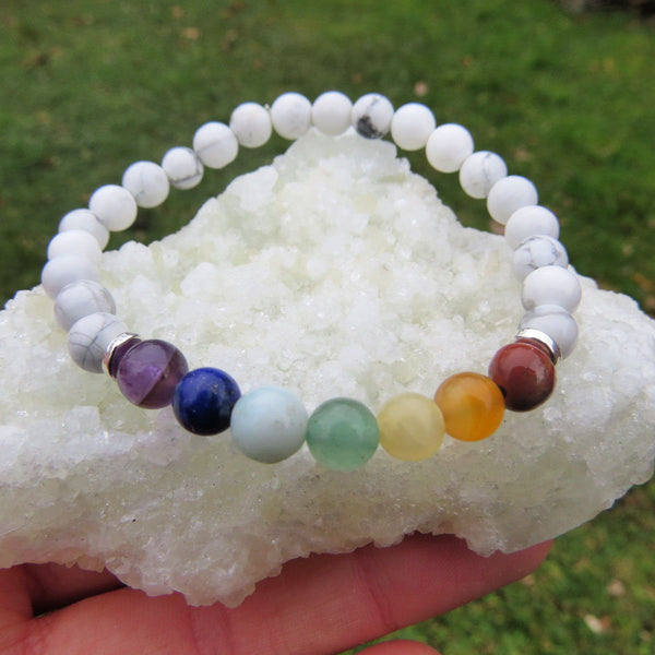 White  7 Chakra Bracelet - Chakra Healing Stone Bead Bracelet