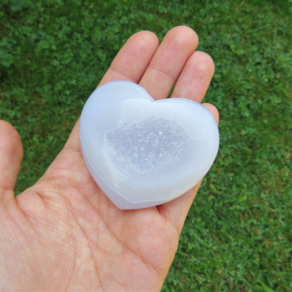 Agate Crystal Heart Druzy Stone 2.5"