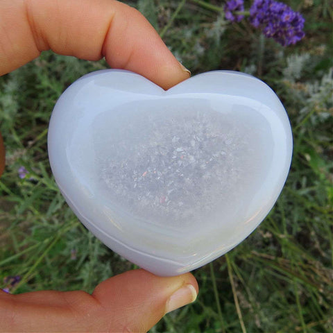 Druzy Agate Crystal Heart Stone Carving