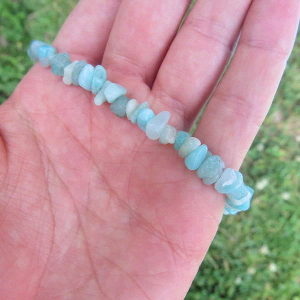 Blue Amazonite Crystal Anklet | Beaded Stone Ankle Bracelet