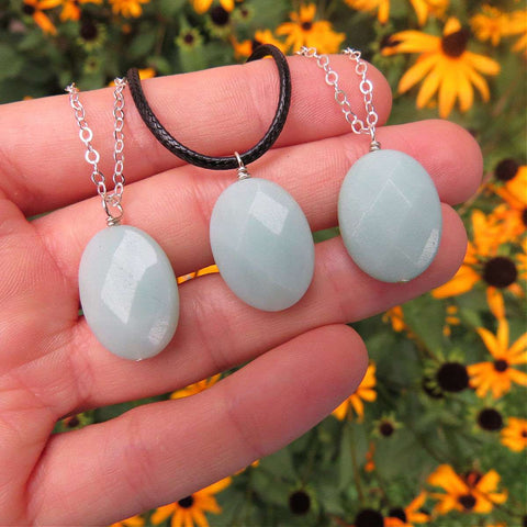 Amazonite Crystal Necklace in Sterling Silver