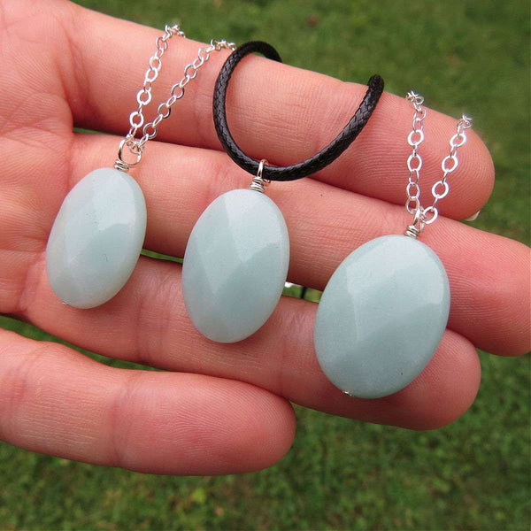 Amazonite Crystal Necklace in Sterling Silver