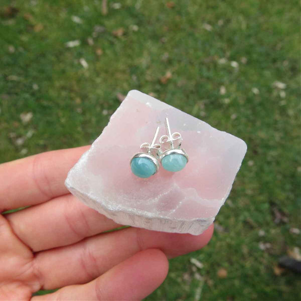 Amazonite Crystal Earrings in Sterling Silver