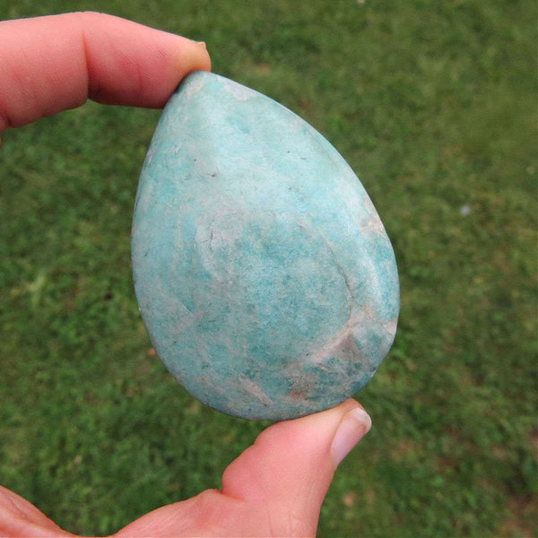 Amazonite Crystal Teardrop Polished Stone 2.5"