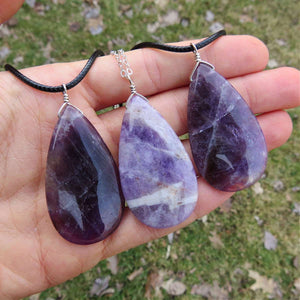 Amethyst Crystal Necklace - Large Purple Stone Necklace