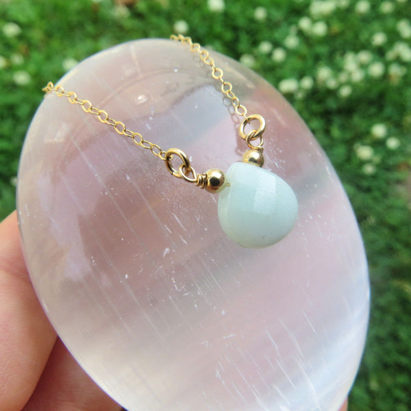 Aqua Blue Chalcedony Necklace | Crystal Choker Stone Necklace