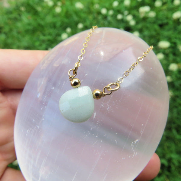 Aqua Blue Chalcedony Necklace | Crystal Choker Stone Necklace