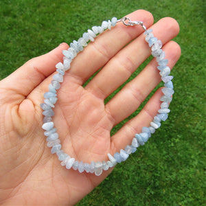 Aquamarine Crystal Anklet - Gem Stone Ankle Bracelet