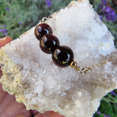 Red Garnet Necklace - Side