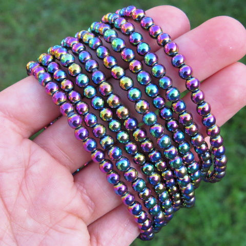 Rainbow Hematite Bracelet - Rainbow Aura Crystal Bracelet