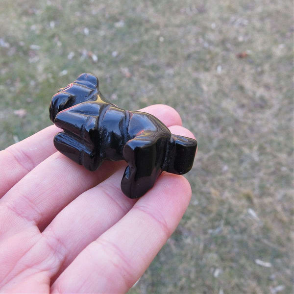 Black Unicorn Crystal Figurine 2" } Obsidian Stone Animal Carving