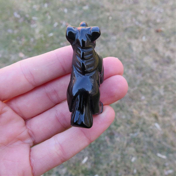 Black Unicorn Crystal Figurine 2" } Obsidian Stone Animal Carving