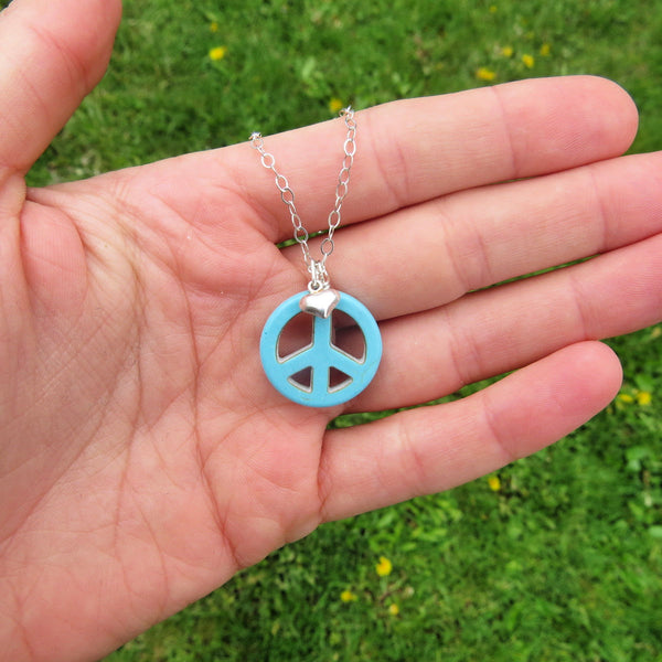 Crystal Peace Sign Necklace - Peace and Love Necklace
