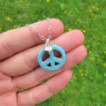 Blue Crystal Peace and Love Necklace