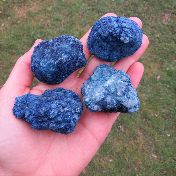 Blue Geode Quartz Crystal 1.25" - Colored Half Geode Stone