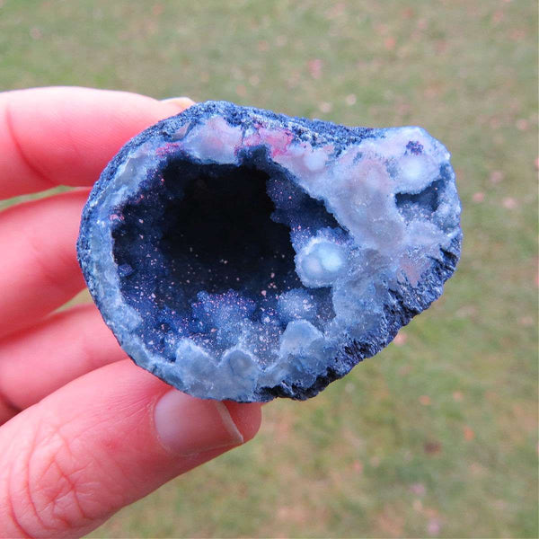Blue Crystal Geode Half Stone
