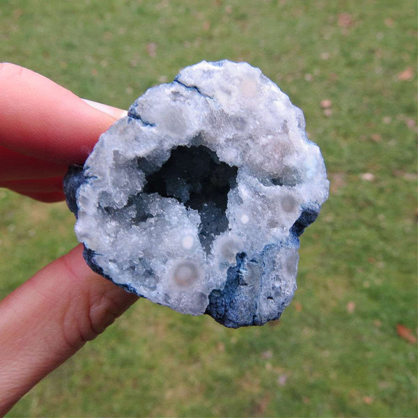 Blue Geode Quartz Crystal 1.25" - Colored Half Geode Stone