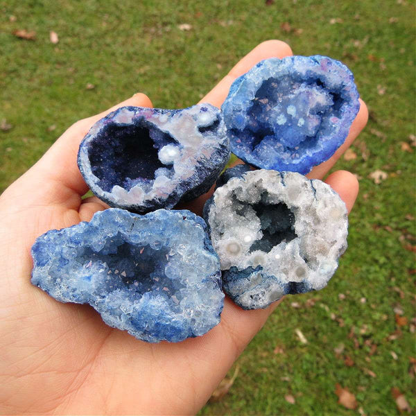 Blue Geode Quartz Crystal - Colored Half Geode
