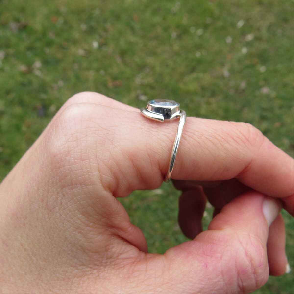 Blue Topaz Ring Sterling Silver Size 6.75