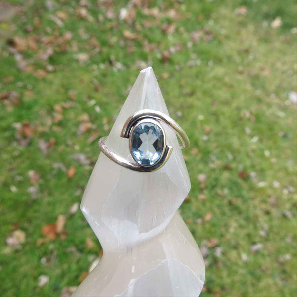 Blue Topaz Stone Ring Sterling Silver