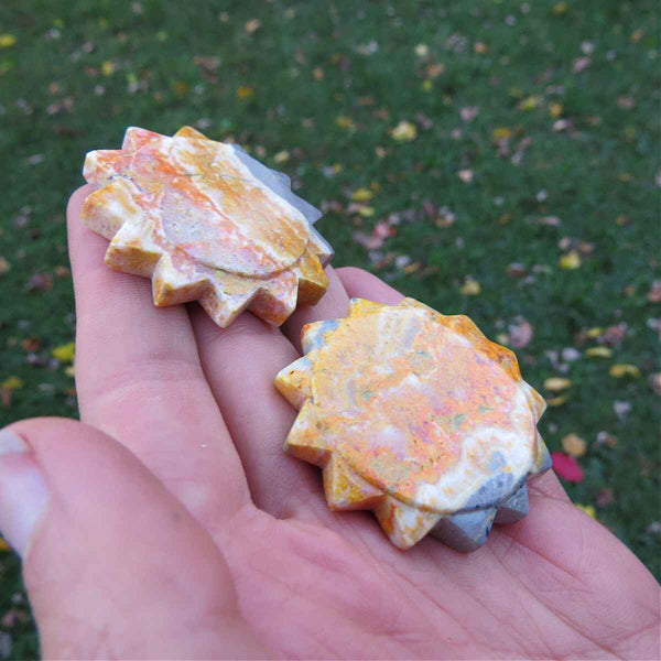 Bumble Bee Jasper Crystal Sun Carving