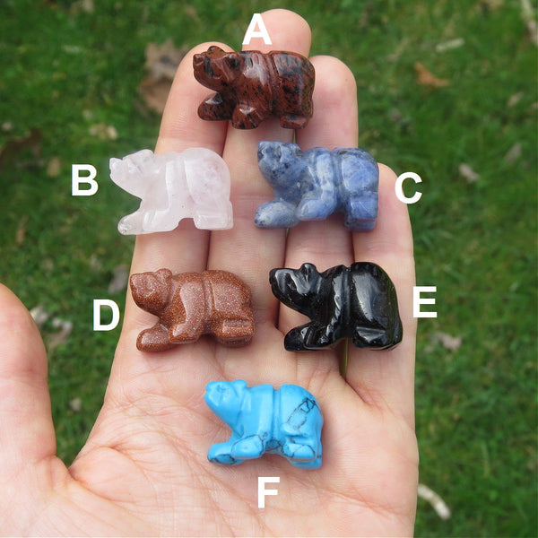 Mini Crystal Bear Figurine 1" | Carved Stone Animal