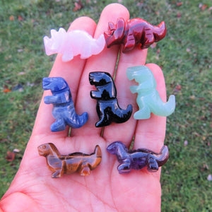 Carved Crystal Dinosaur Figurines - Mini 1" Stones