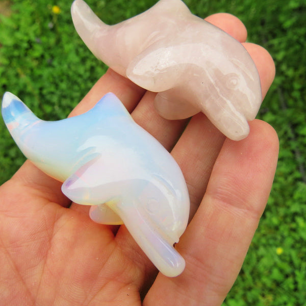 Carved Stone Dolphin Figurine | Small Dolphin Crystal Animal Statue