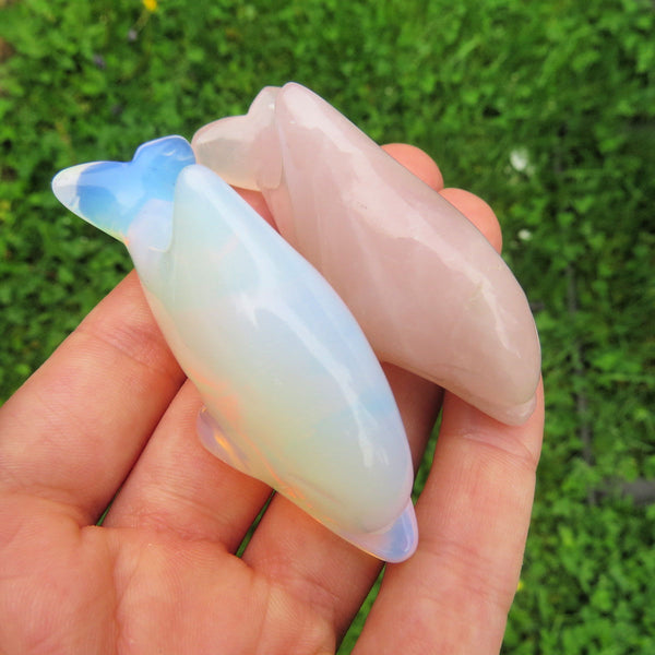 Carved Stone Dolphin Figurine | Small Dolphin Crystal Animal Statue