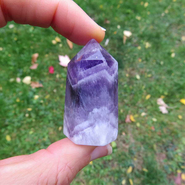 Chevron Amethyst Crystal Point Tower - Small 1.75"