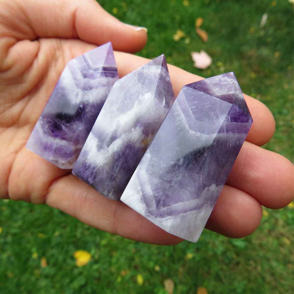 Chevron Amethyst Crystal Point Tower - Small 1.75"