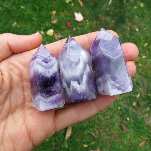 Chevron Amethyst Crystal Point Tower - Small 1.75"