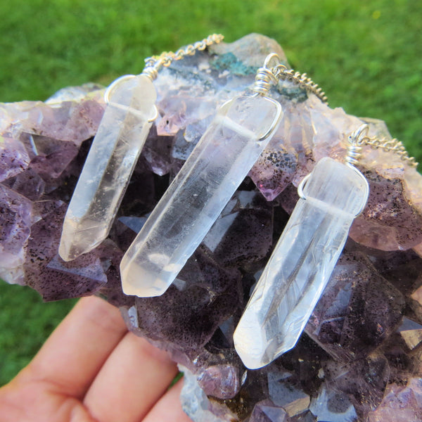 Clear Quartz Necklace - Raw Crystal Point Neckalce