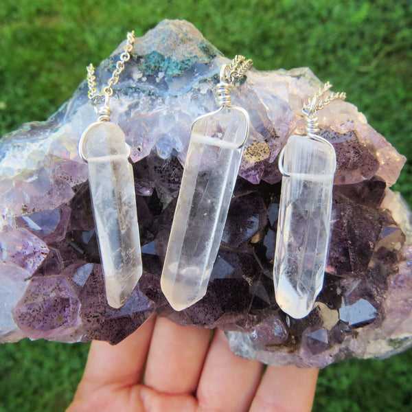 Clear Quartz Point Crystal Necklace