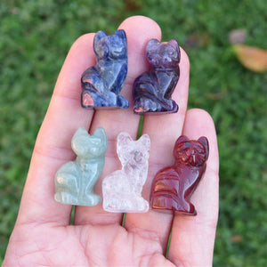 Mini Crystal Cat Stone Carving Animal Figurine