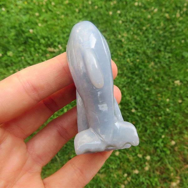 Dolphin Crystal Carving 2.25" | Blue Angelite Stone Dolphin Figurine