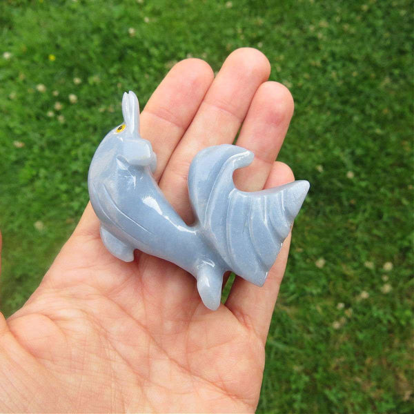 Dolphin Crystal Carving 2.25" | Blue Angelite Stone Dolphin Figurine