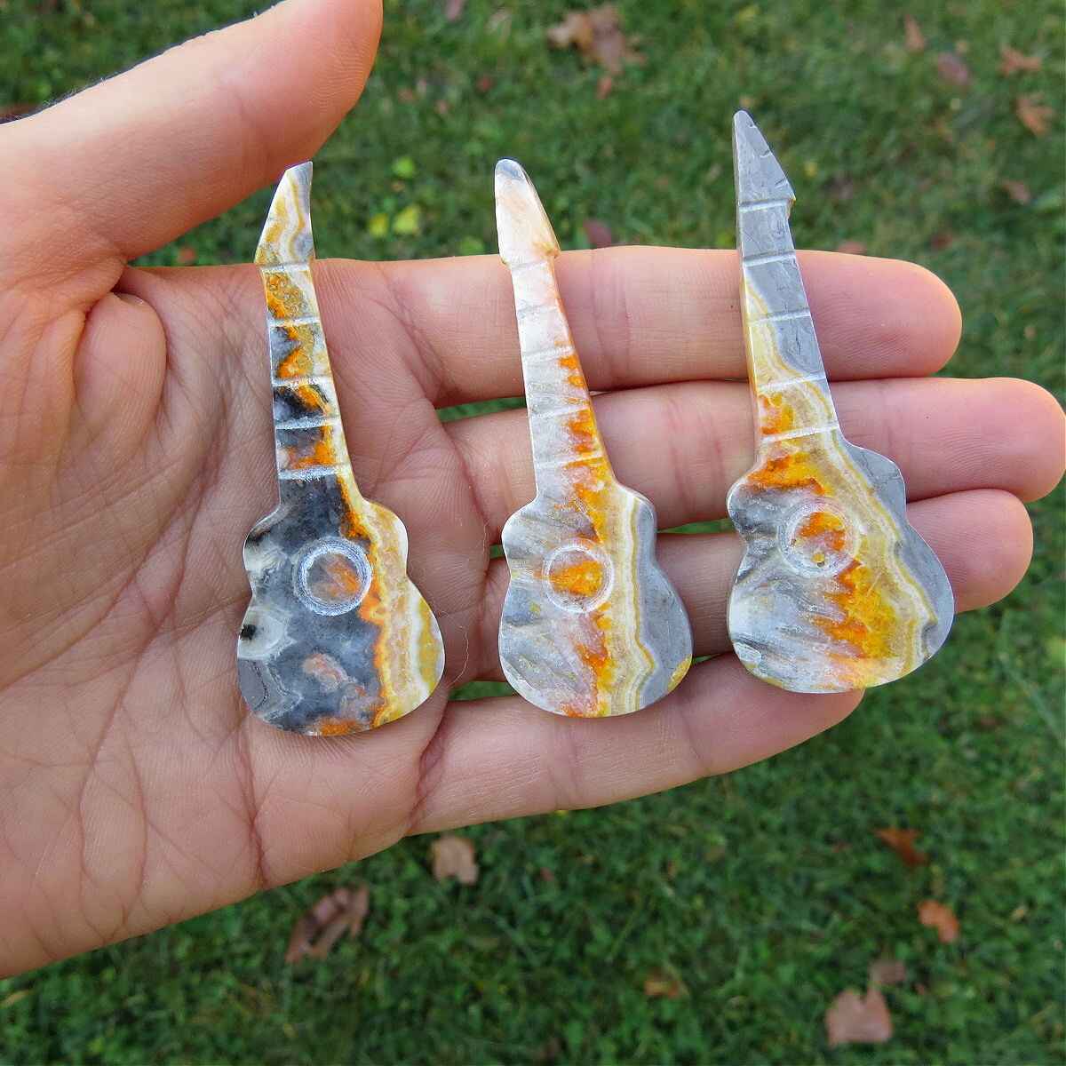 Crystal Guitar Carving - Bumble Bee Jasper Stone
