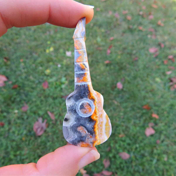 Bumble Bee Jasper Crystal Guitar Stone Carving
