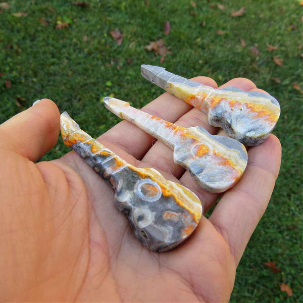 Crystal Guitar Stone Carving  - Bumble Bee Jasper
