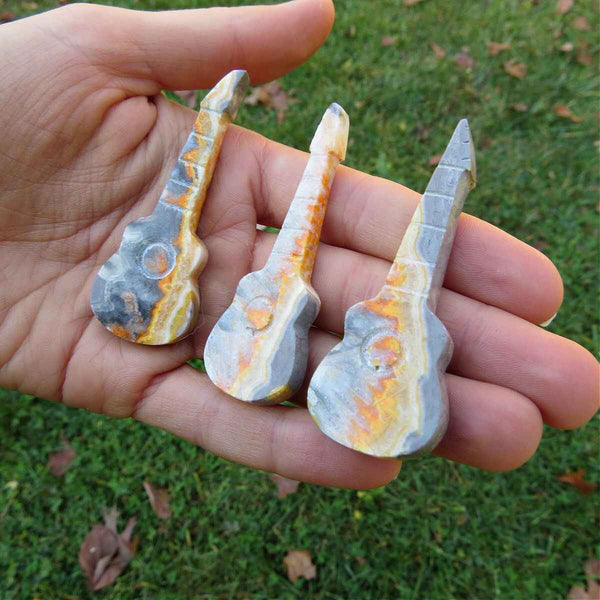Crystal Guitar Carving - Bumble Bee Jasper Stone