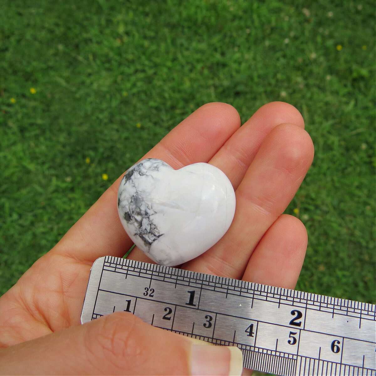 Crystal Heart Carving 1.25" Puffy Heart Stone