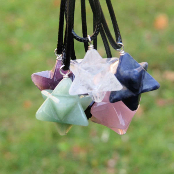 Crystal Merkaba Necklace - Stone Merkaba Star Tetrahedron - Metatrons Cube Crystal Necklace