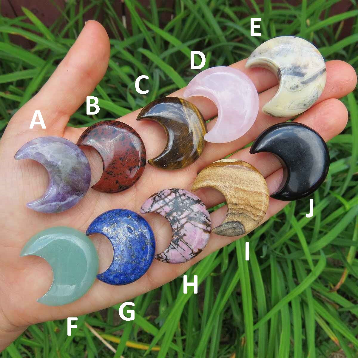 Crystal Moon Carving 1.25" | Crescent Moon Stone