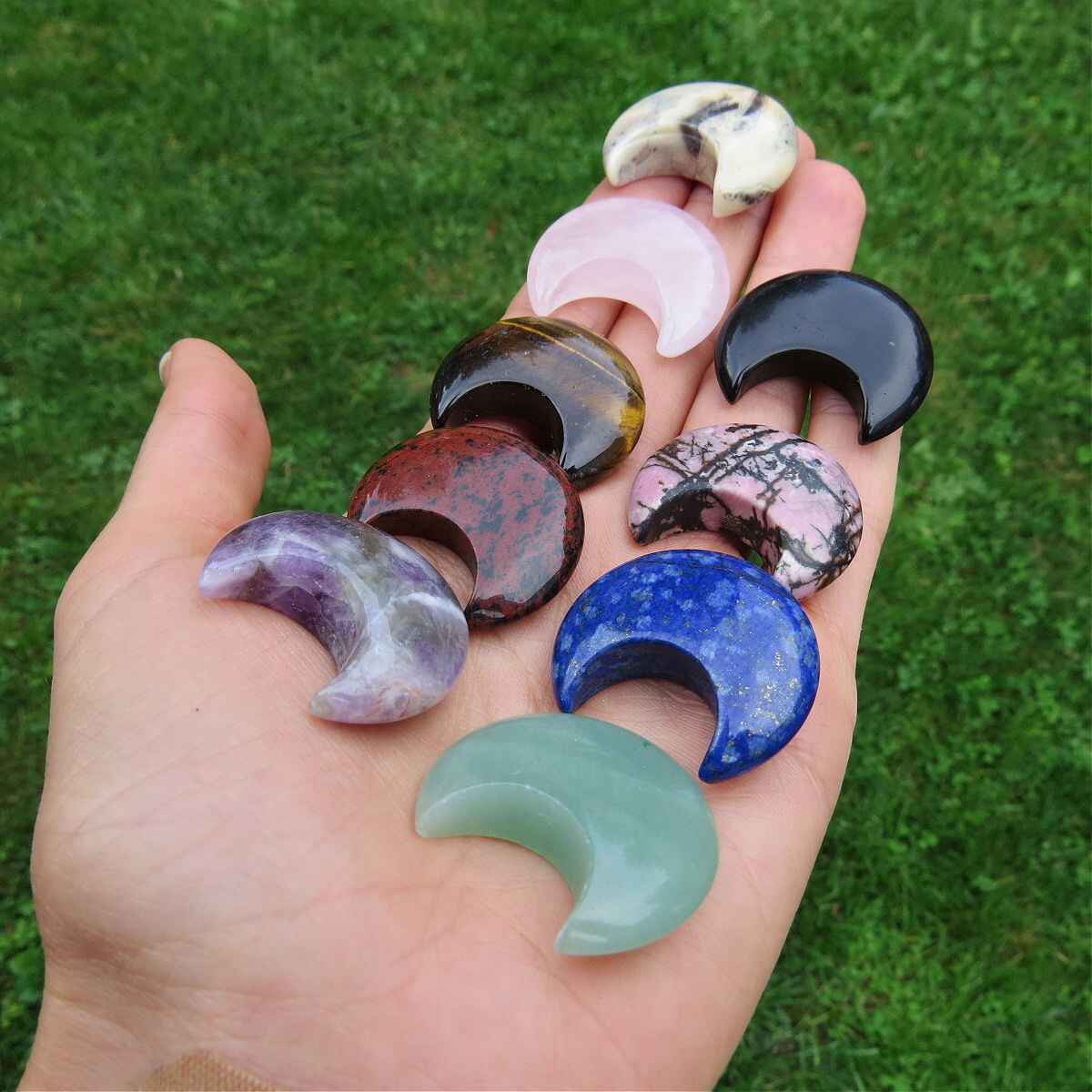 Carved Crystal Moon Stones