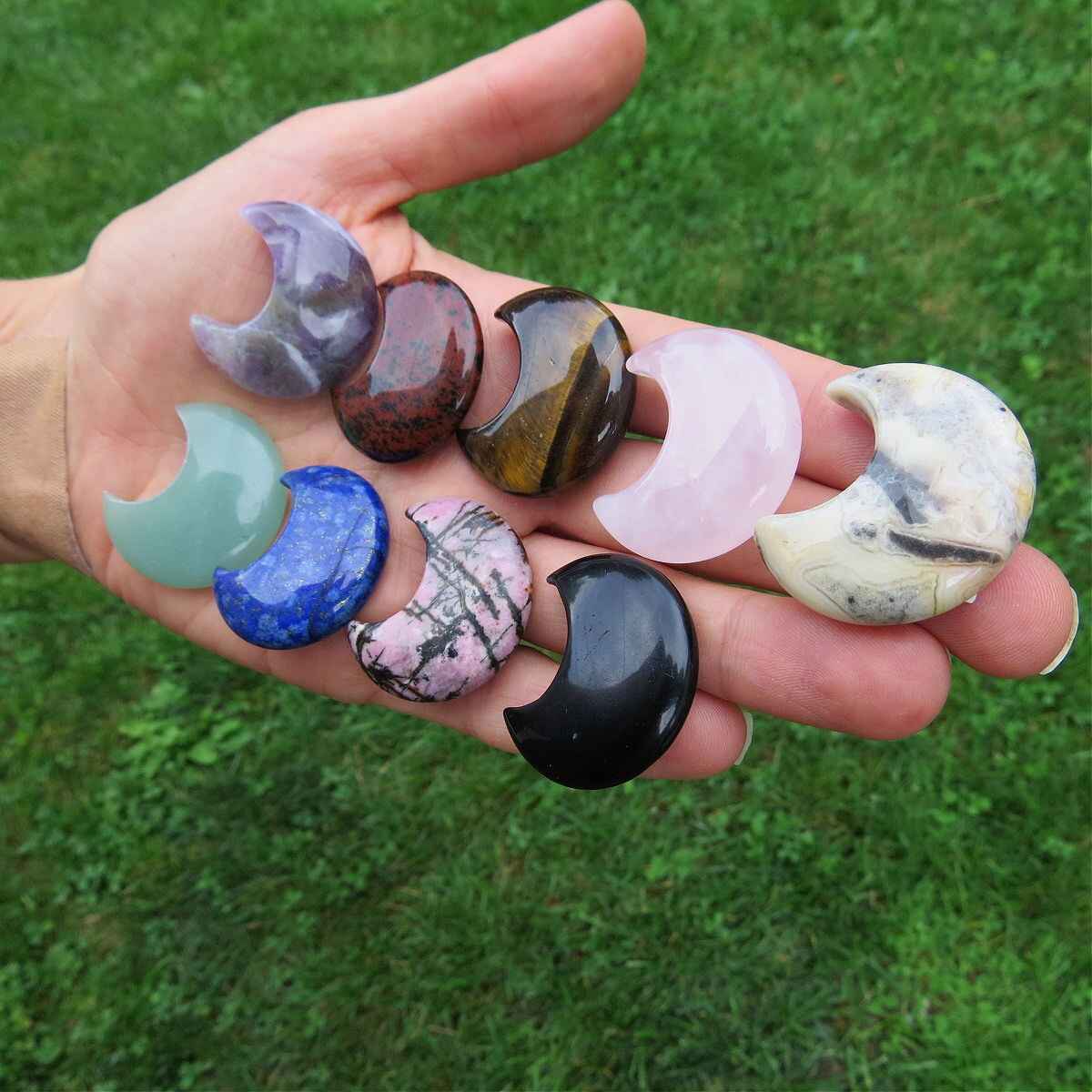 Crystal Moon Carvings - Crescent Moon Stones