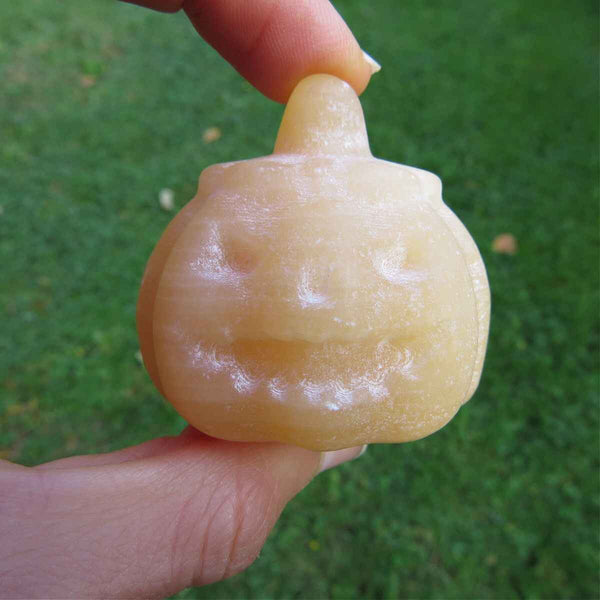 Orange Calcite Crystal Pumpkin Stone Carving