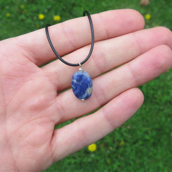 Sodalite Crystal Necklace Sterling Silver | Crystal Choker Necklace