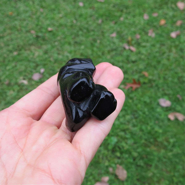 Obsidian Crystal T-Rex Stone Carving 2.5" | Black Dinosaur Stone Figurine